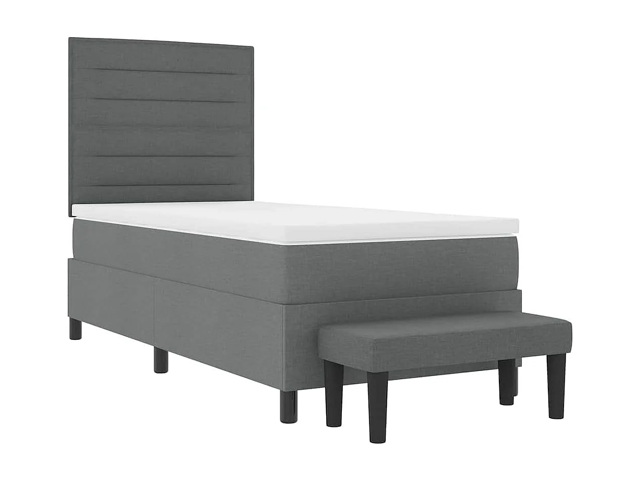 Cadre de lit avec matelas Gris foncé 100 x 200 cm tissu