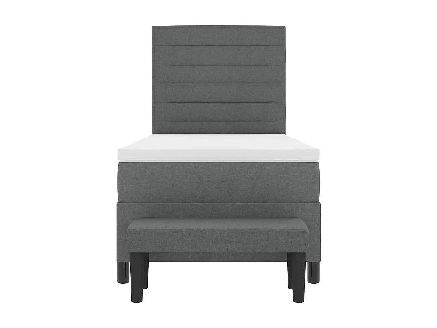 Cadre de lit avec matelas Gris foncé 100 x 200 cm tissu