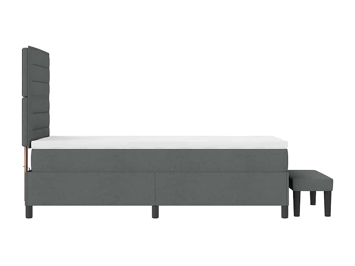 Cadre de lit avec matelas Gris foncé 100 x 200 cm tissu