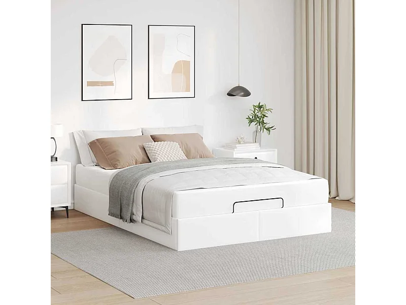 Estrutura de cama com colchão Branco Puro 140 x 200 cm