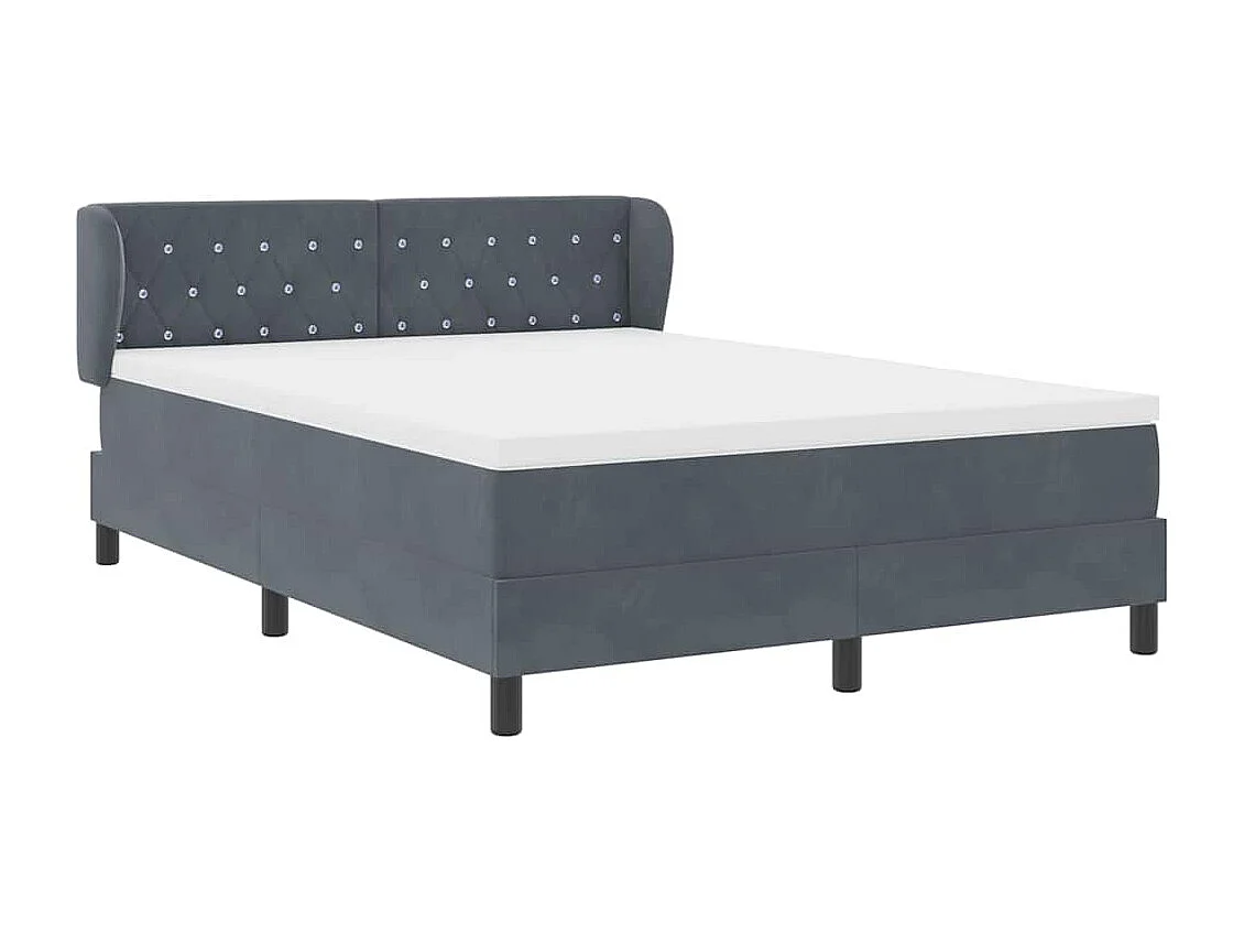 Cama con Somier y Colchón Gris Oscuro 80x200 cm Terciopelo