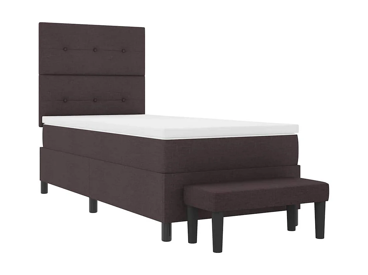 Cama tipo Box Spring con colchón Marrón oscuro 90 x 200 cm tela