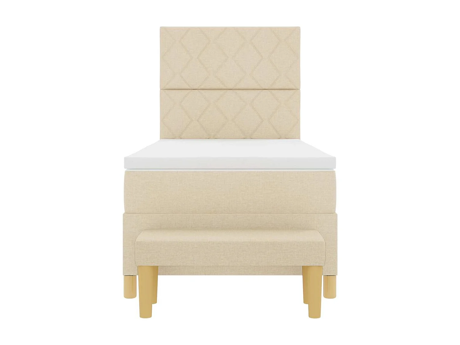 Cadre de lit avec matelas Crème 100 x 200 cm tissu