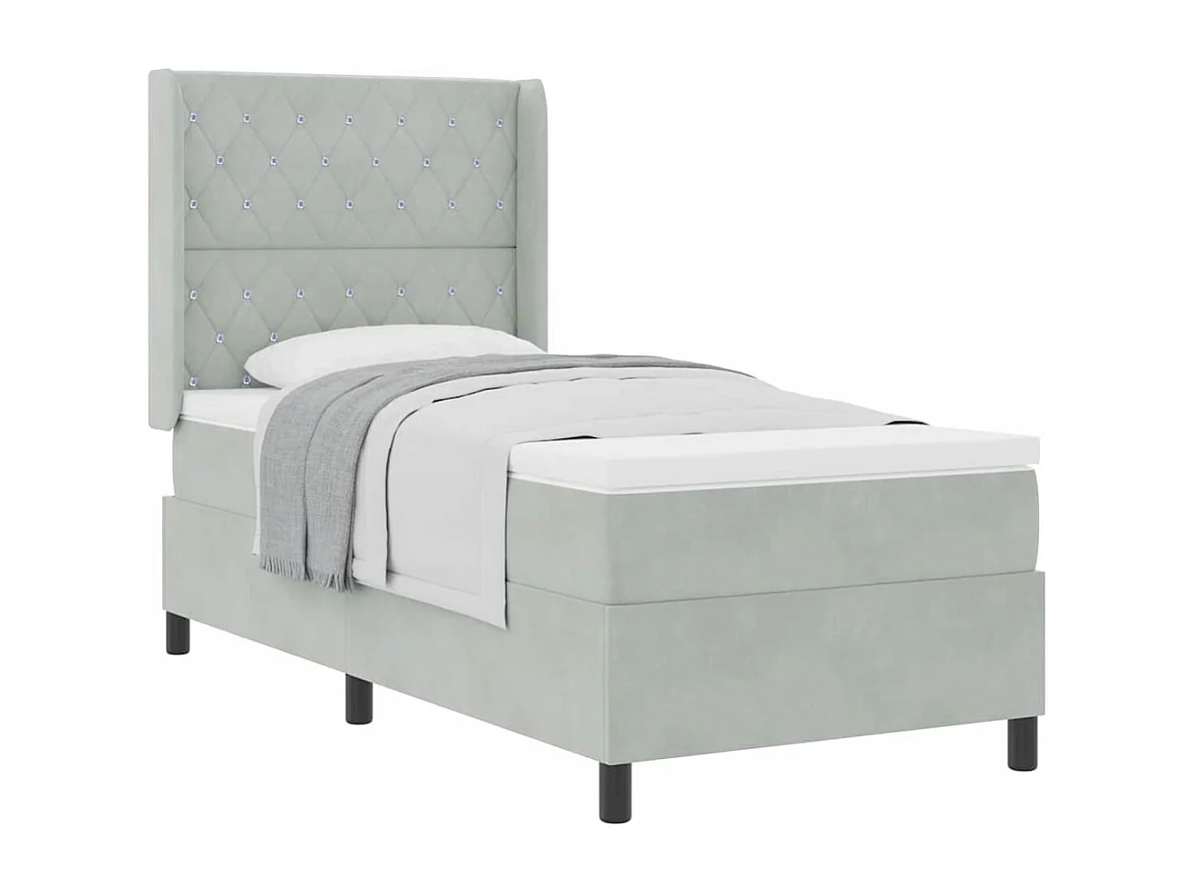 Cadre de lit avec tête de lit Gris clair 100 x 200 cm Velours