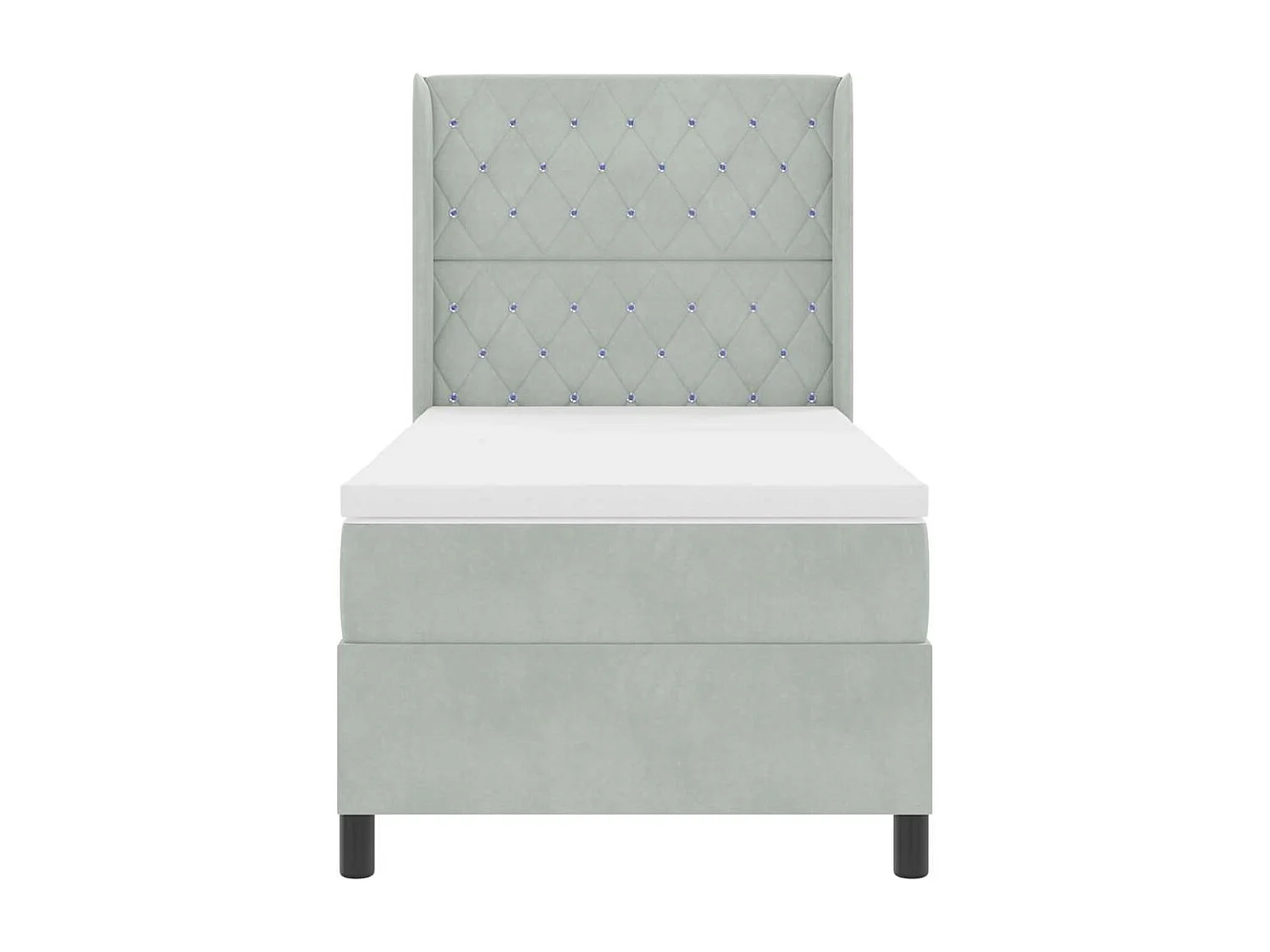 Cadre de lit avec tête de lit Gris clair 100 x 200 cm Velours