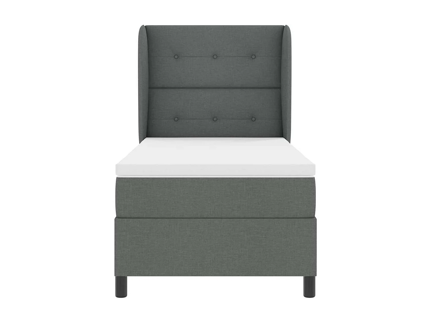 Cama tipo Box Spring con colchón Gris oscuro 90 x 200 cm tela