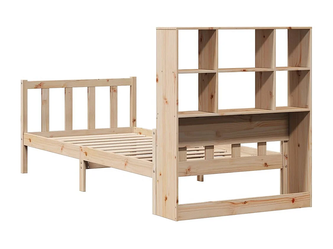 Cama con estantería sin colchón madera maciza de pino 90x190 cm