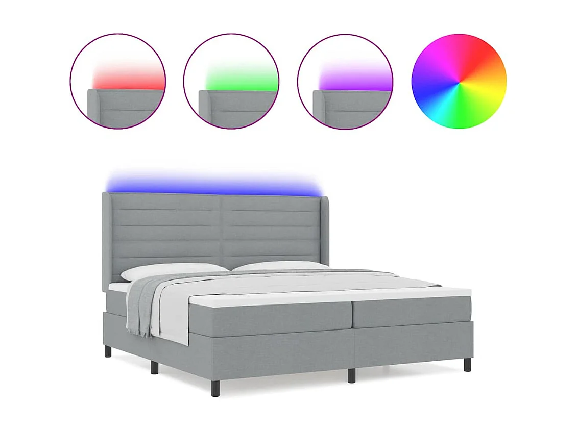 Cama tipo Box Spring con colchón Gris claro 200 x 200 cm tela