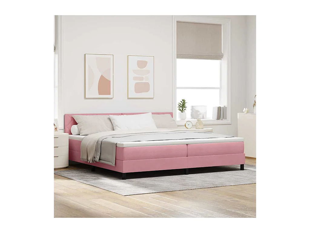 Cadre de lit avec matelas Rose 200 x 200 cm tissu