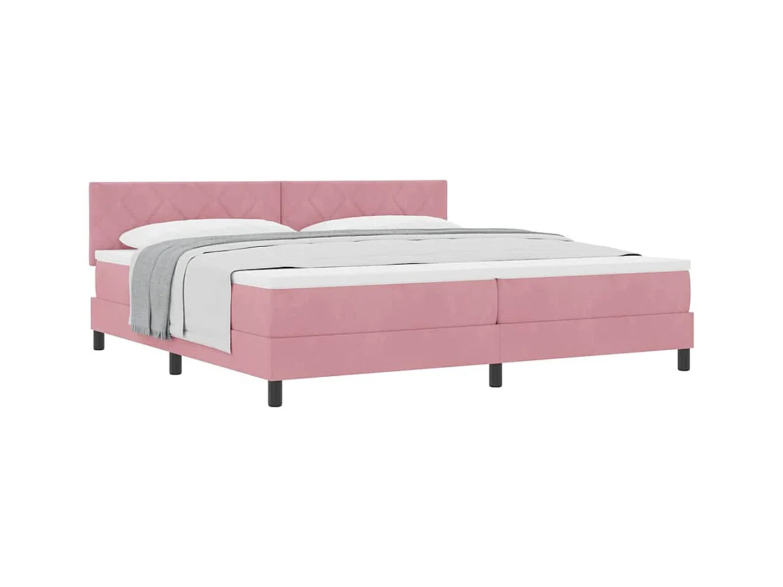 Cadre de lit avec matelas Rose 200 x 200 cm tissu