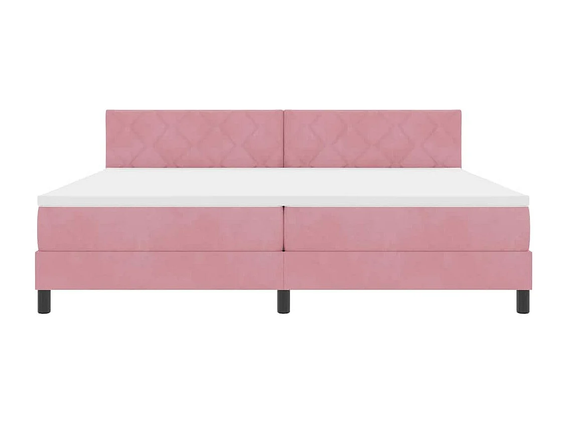 Cama con Somier y Colchón con colchón Rosa 200 x 200 cm tela