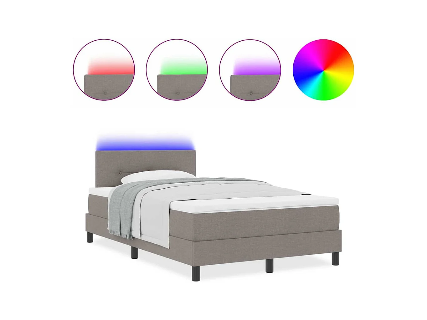 Cadre de lit avec matelas Taupe 120 x 200 cm tissu