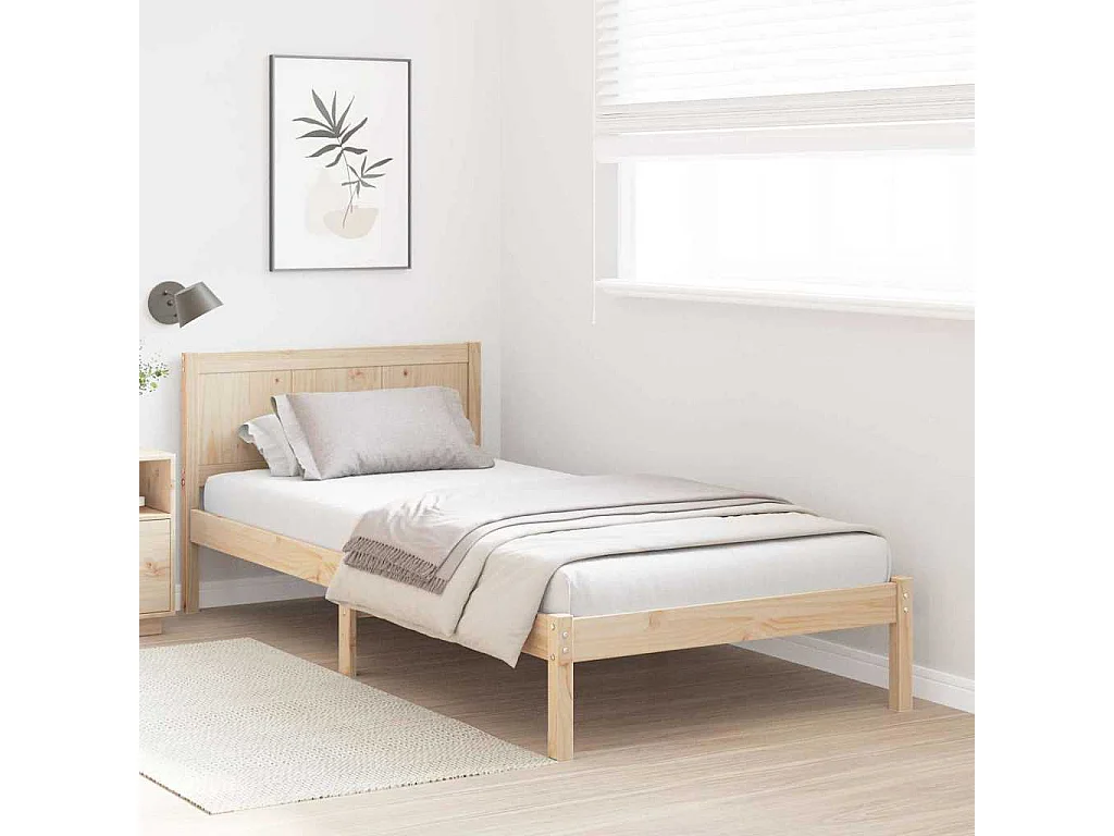 Cadre de lit Marron 90 x 200 cm Bois de pin massif