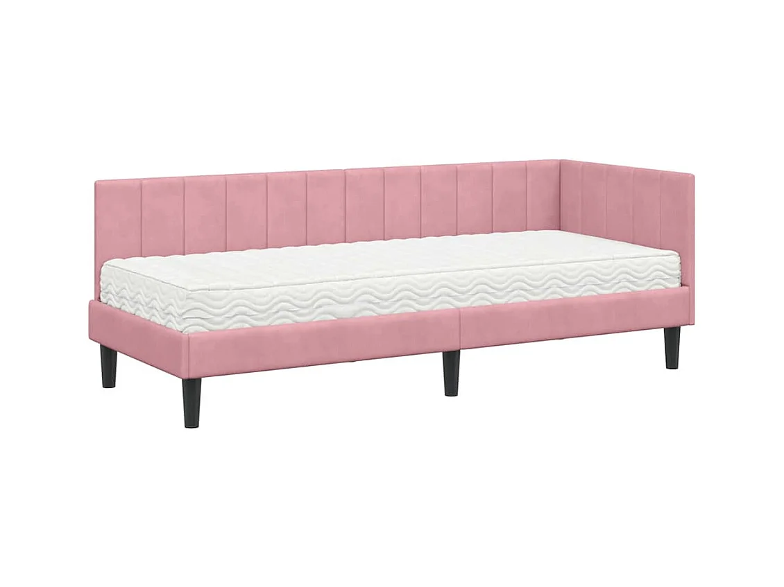 Estructura de cama en esquina Rosa 80 x 200 cm Terciopelo