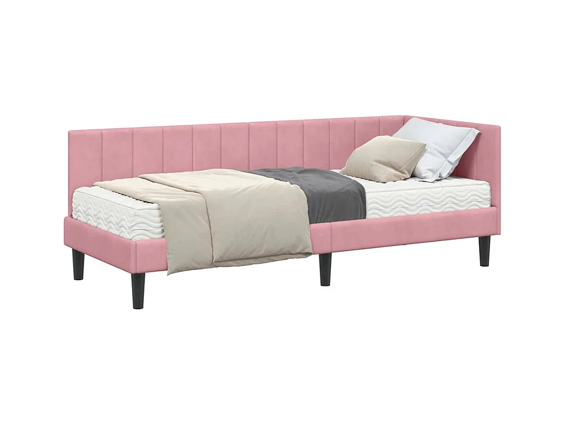 Estructura de cama en esquina Rosa 80 x 200 cm Terciopelo