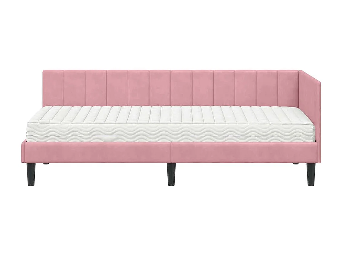 Estructura de cama en esquina Rosa 80 x 200 cm Terciopelo