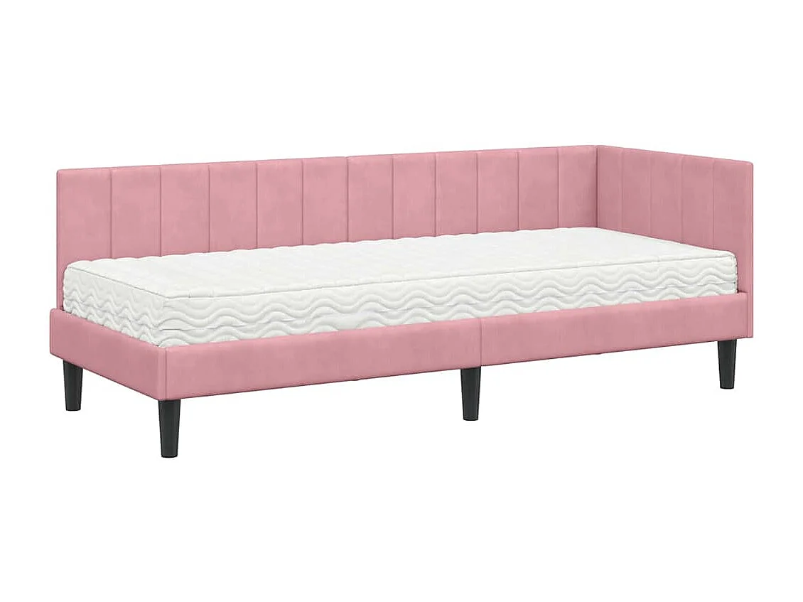 Estrutura de Cama de Canto com colchão Rosa 80 x 200 cm Veludo