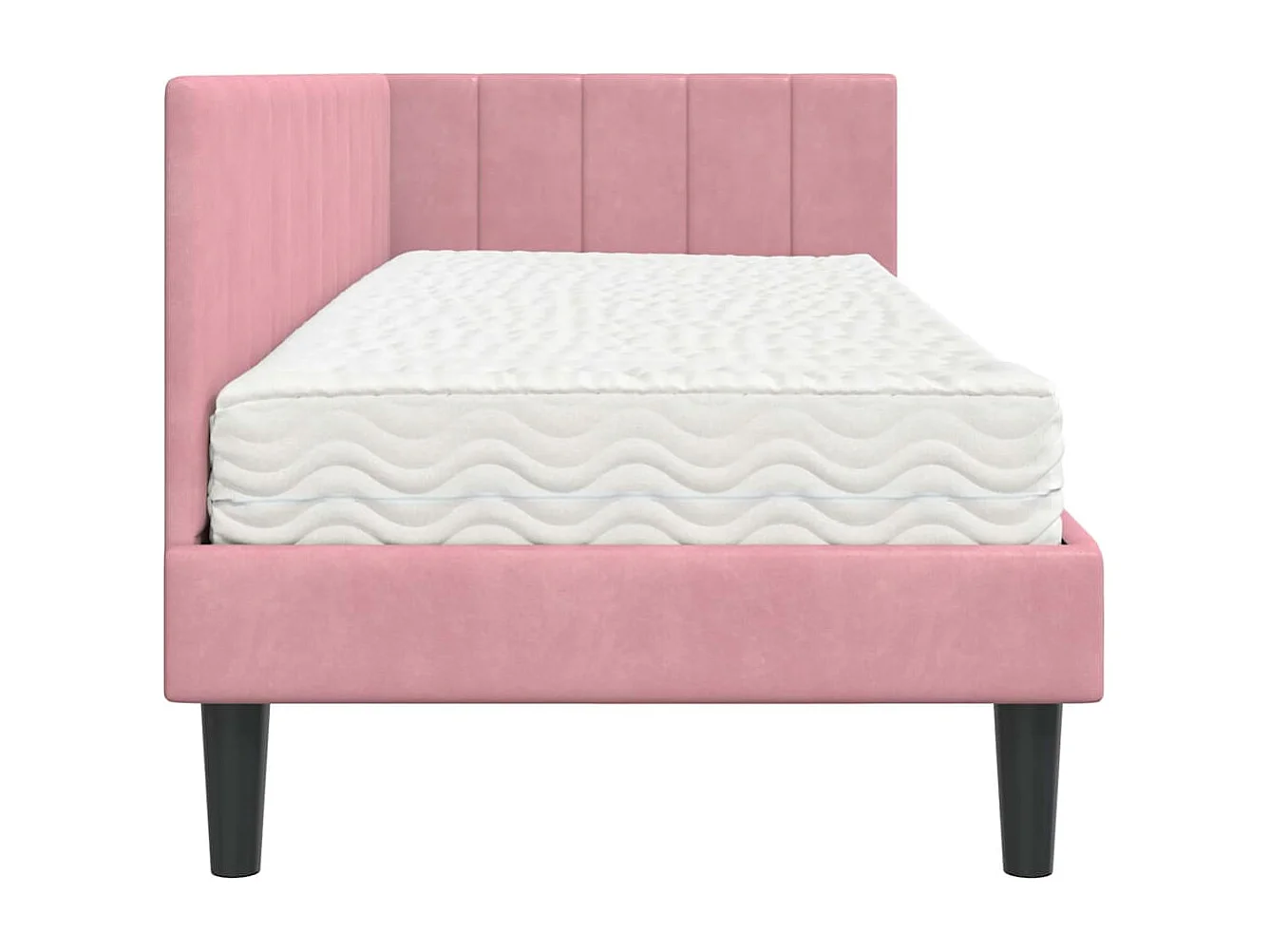 Estrutura de Cama de Canto com colchão Rosa 80 x 200 cm Veludo