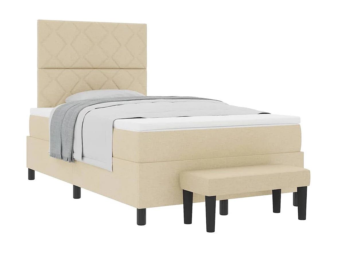 Cadre de lit avec matelas Crème 120 x 200 cm tissu