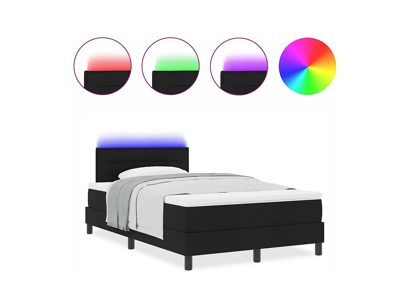 Cadre de lit avec matelas Noir 120 x 190 cm tissu