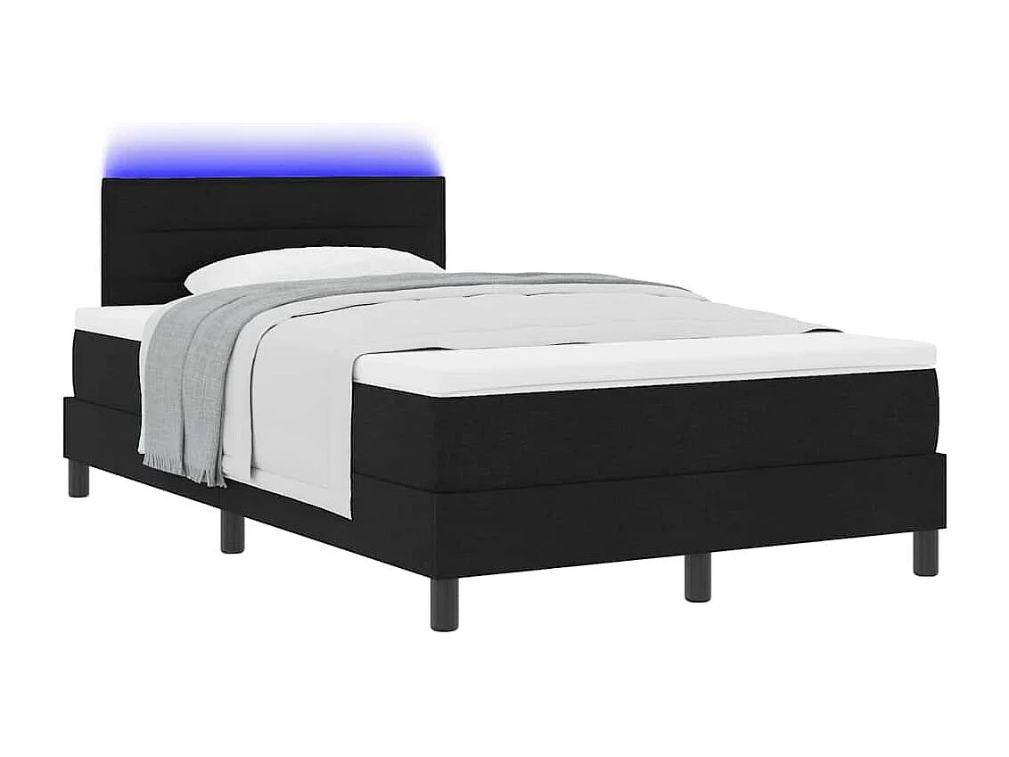 Cadre de lit avec matelas Noir 120 x 190 cm tissu