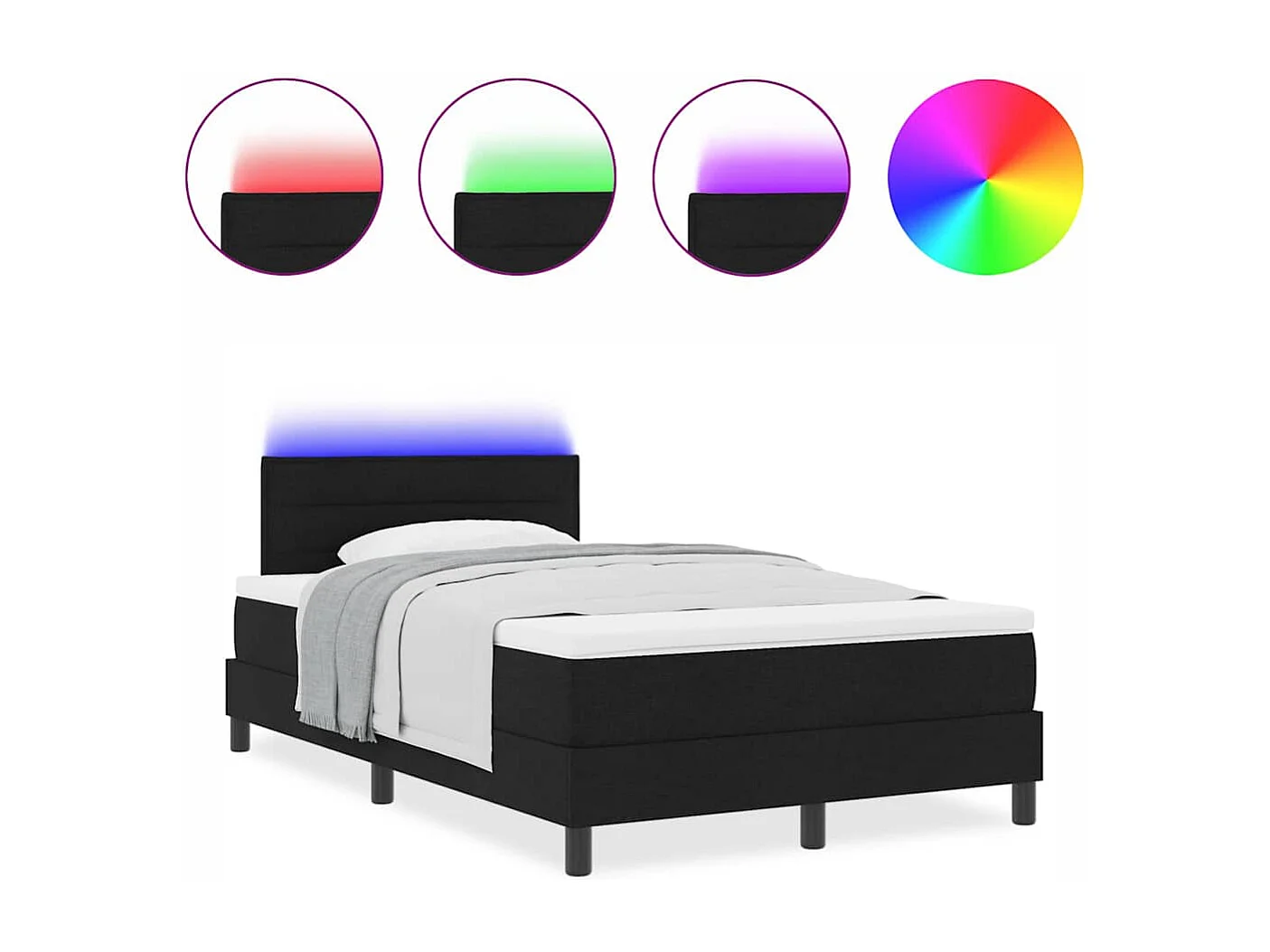 Cadre de lit avec matelas Noir 120 x 190 cm tissu
