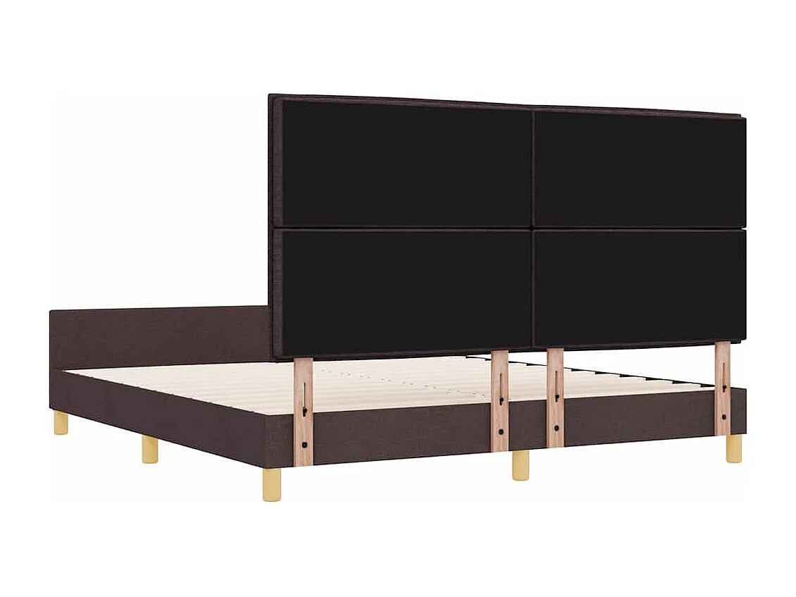 Cadre de lit avec tête de lit Marron foncé 180 x 200 cm tissu