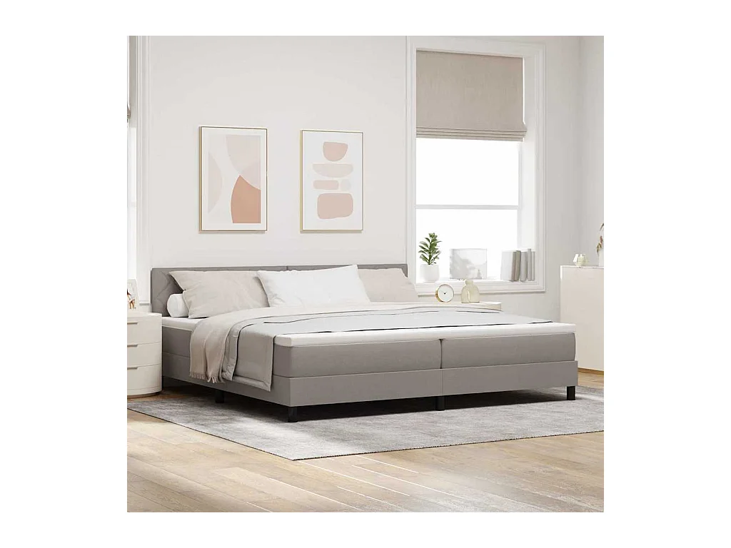 Cadre de lit avec matelas Taupe 200 x 200 cm tissu