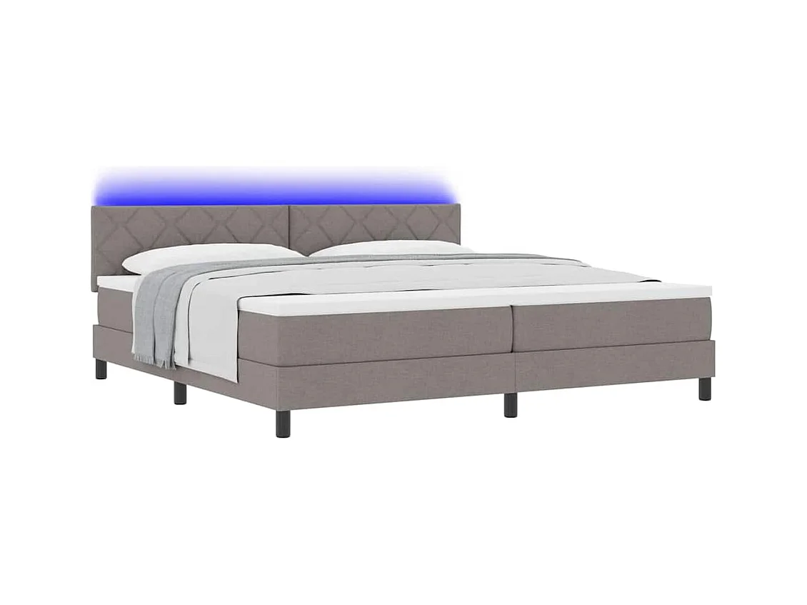 Cadre de lit avec matelas Taupe 200 x 200 cm tissu