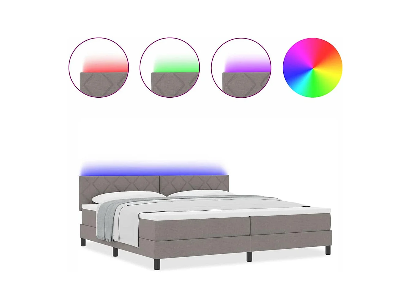 Cadre de lit avec matelas Taupe 200 x 200 cm tissu