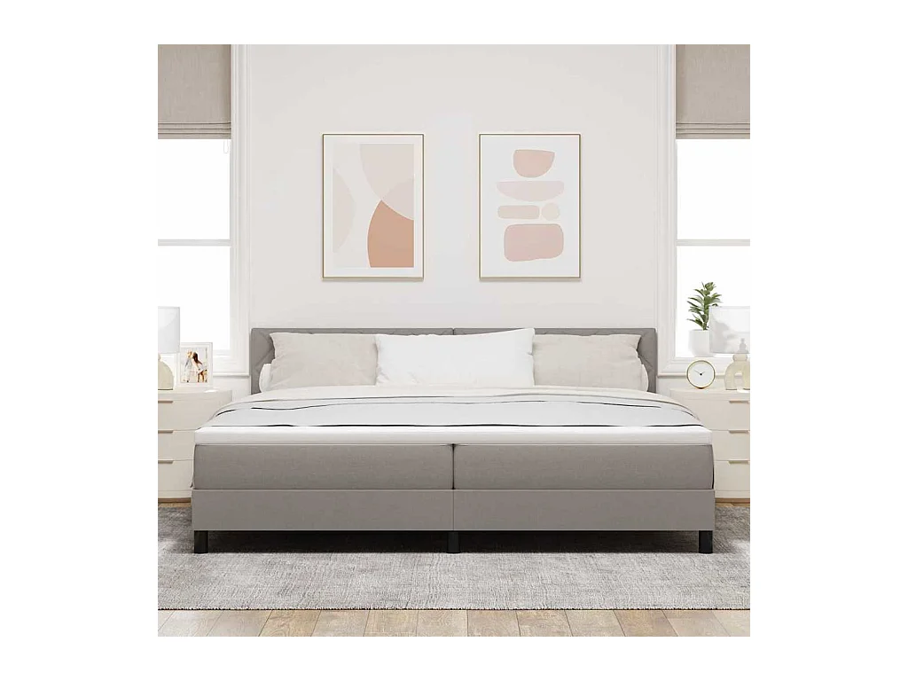 Cadre de lit avec matelas Taupe 200 x 200 cm tissu