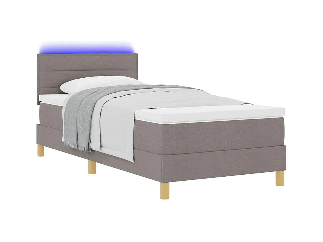 Cadre de lit avec matelas Taupe 100 x 200 cm tissu