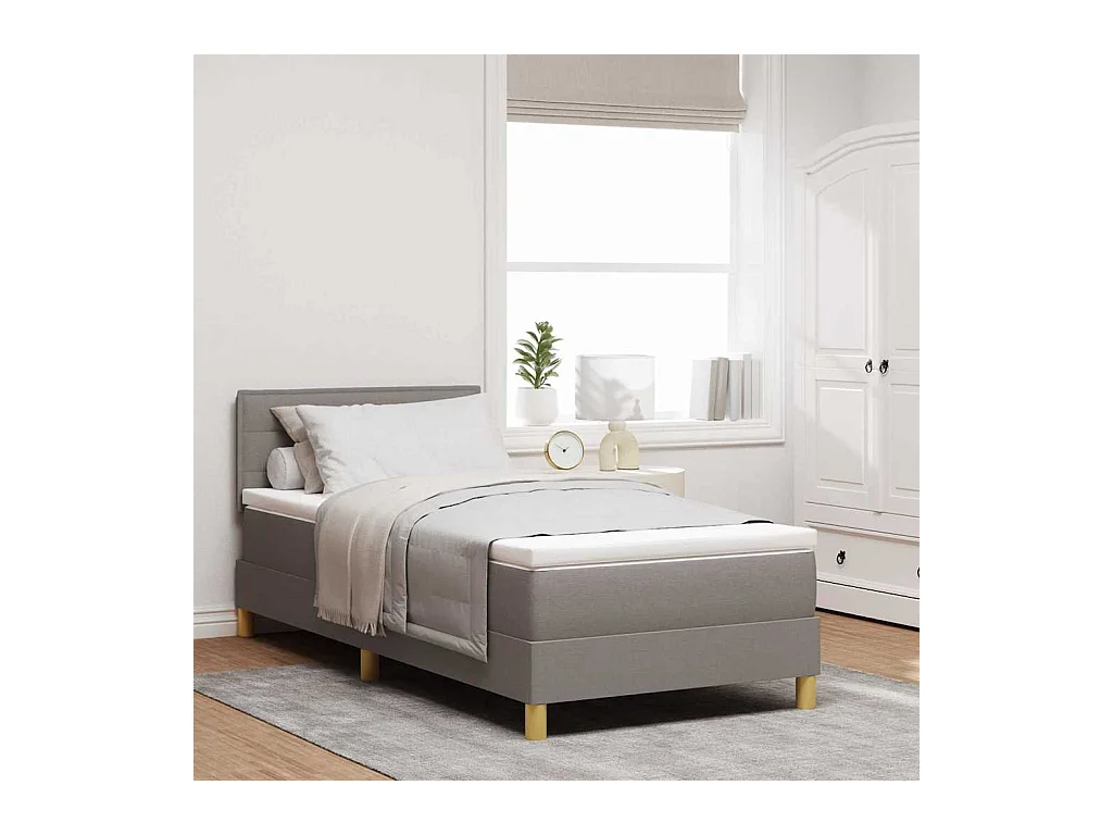Cama Box com colchão Cinzento-acastanhado 100 x 200 cm tecido