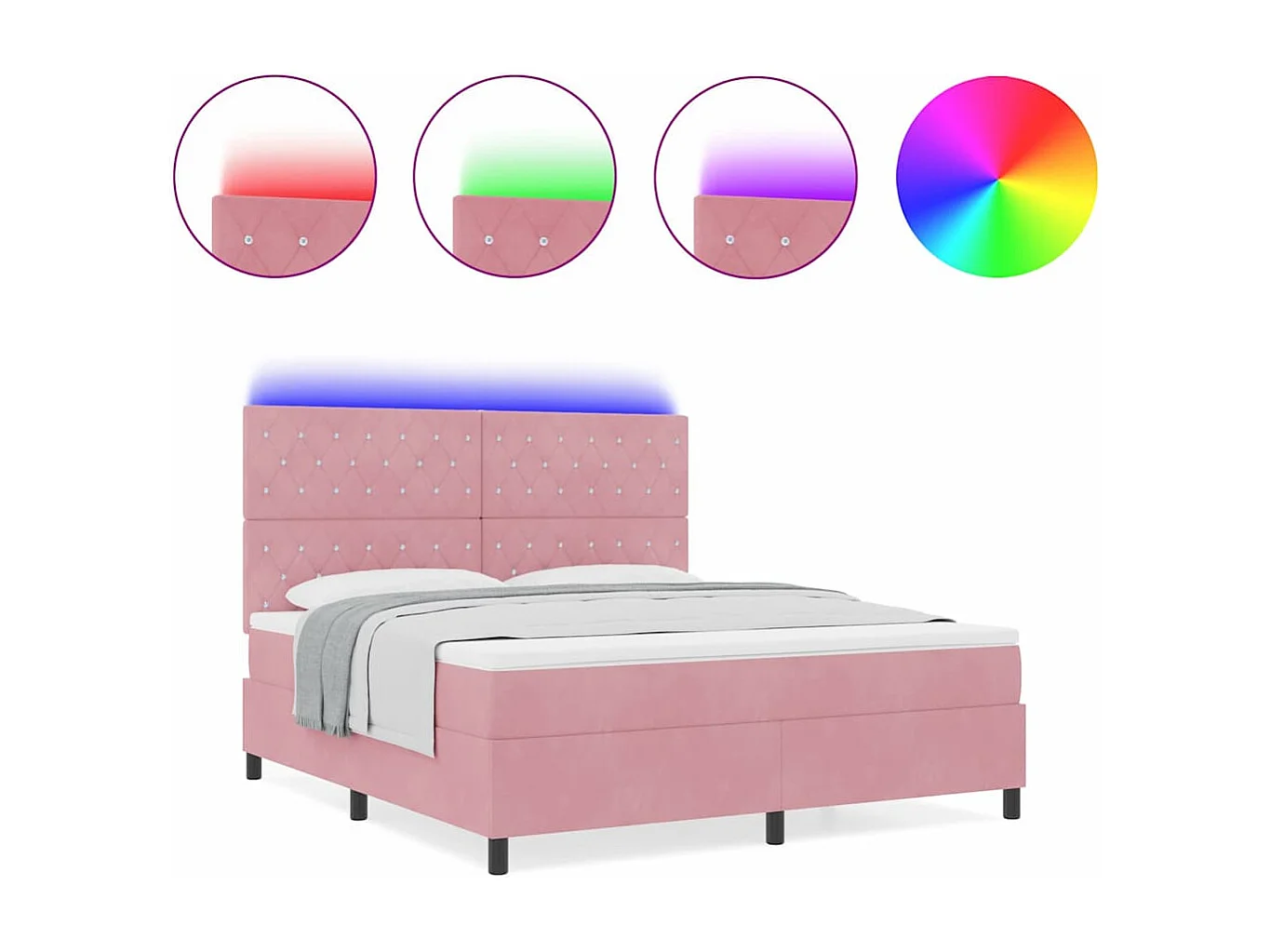 Cadre de lit avec matelas Rose 180 x 200 cm Velours