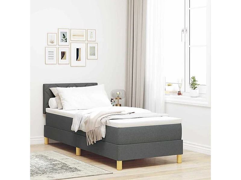 Cama Box com colchão Cinzento escuro 80 x 200 cm tecido