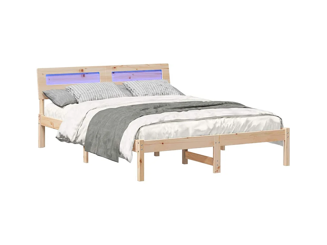 Bedframe met hoofdeinde Bruin 120 x 200 cm Massief grenenhout