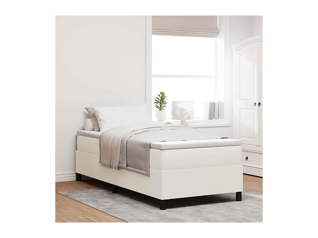 Boxspring bed Crème 100 x 200 cm Katoenen stof