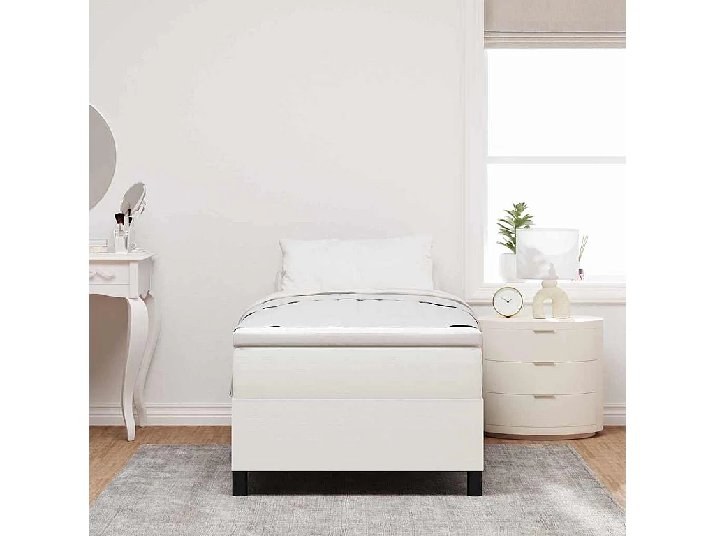 Cama tipo Box Spring Crema 100 x 200 cm Telas de pana