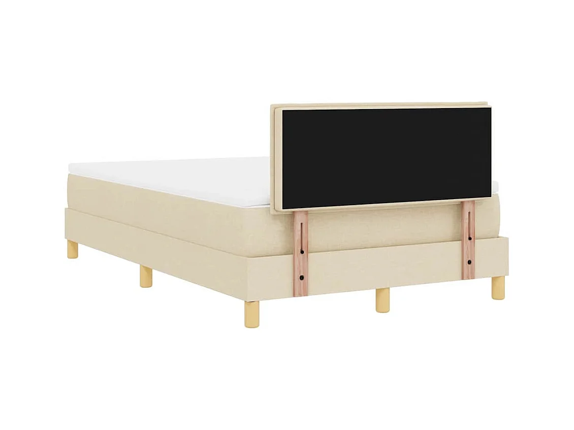 Cadre de lit avec matelas Crème 120 x 200 cm tissu