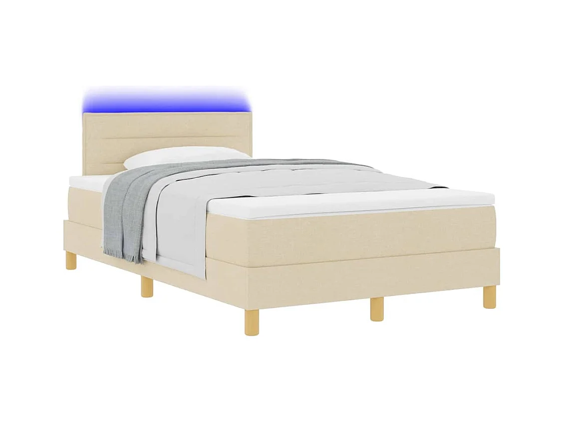 Cadre de lit avec matelas Crème 120 x 200 cm tissu