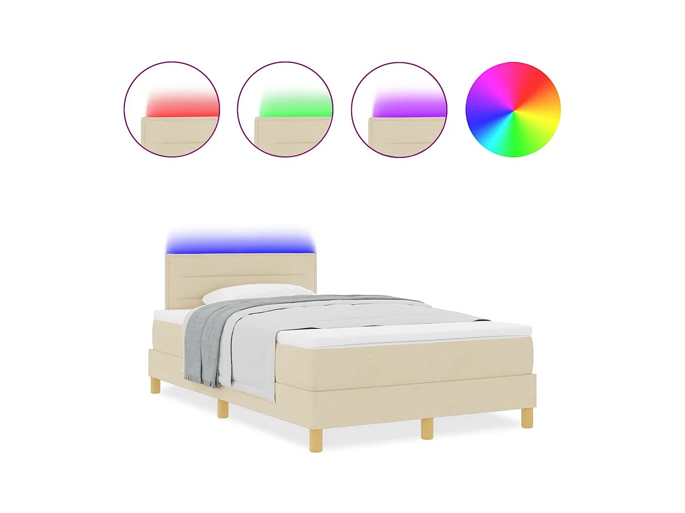 Cadre de lit avec matelas Crème 120 x 200 cm tissu