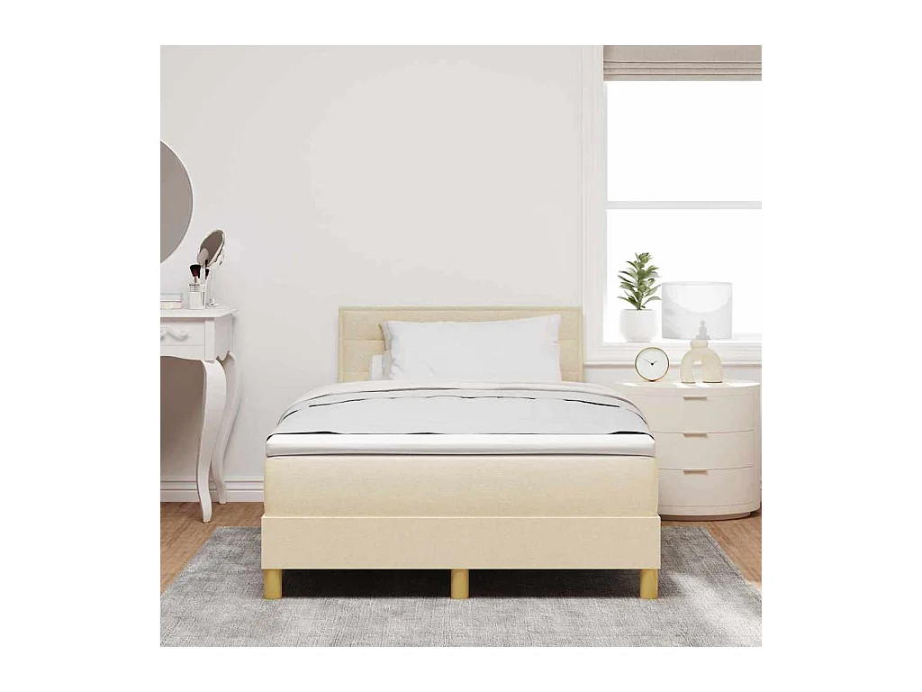 Cadre de lit avec matelas Crème 120 x 200 cm tissu