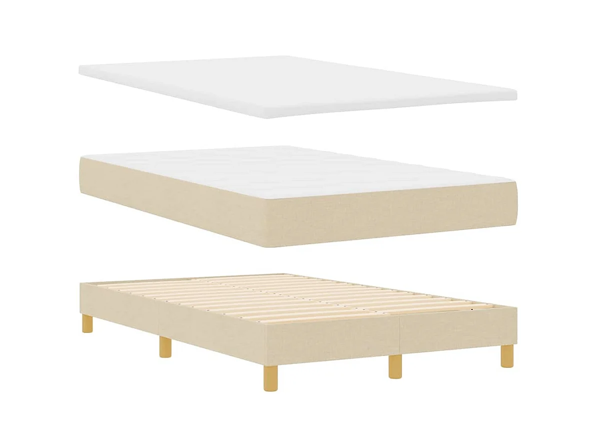 Cadre de lit avec matelas Crème 120 x 200 cm tissu