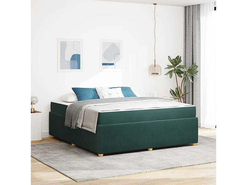 Estrutura de cama com colchão Verde-escuro 180 x 200 cm Veludo