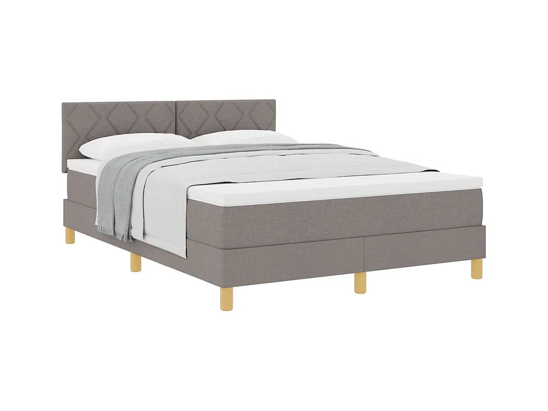 Cadre de lit avec matelas Taupe 140 x 190 cm tissu