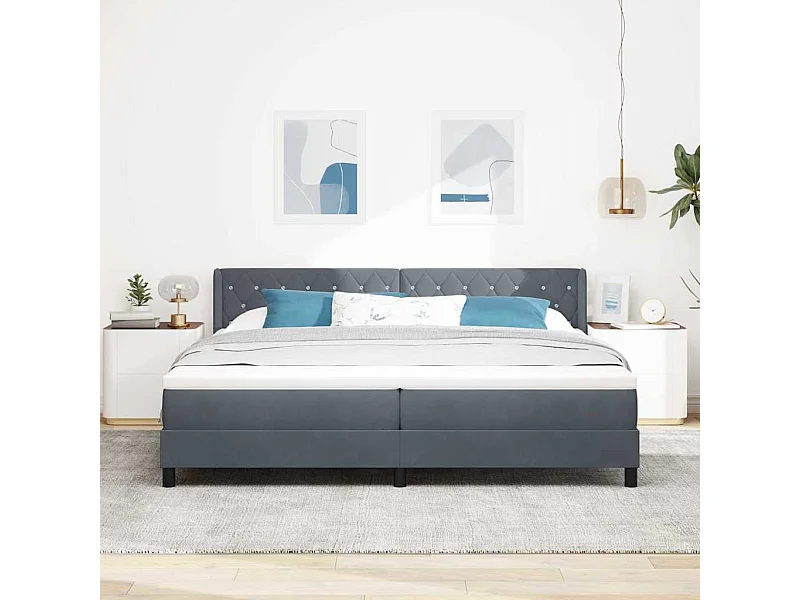 Cadre de lit avec matelas noir 100x200 cm en velours