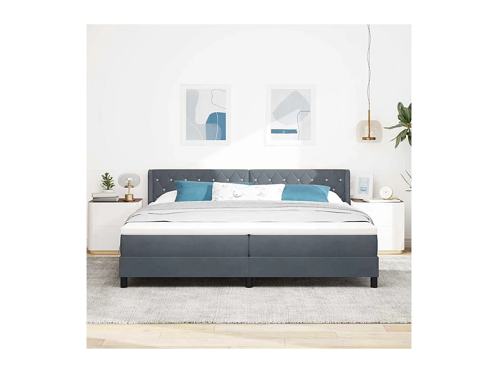 Cadre de lit avec matelas noir 100x200 cm en velours