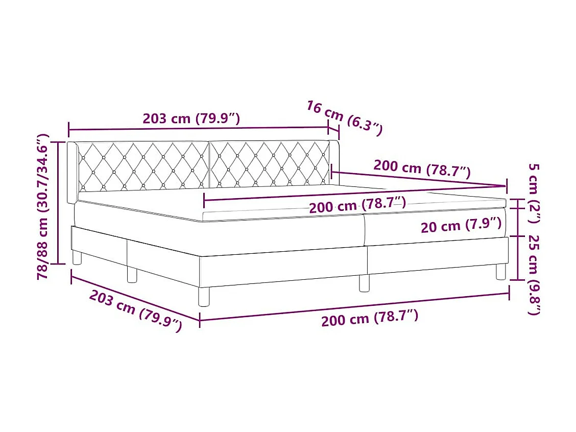 Cadre de lit avec matelas noir 100x200 cm en velours