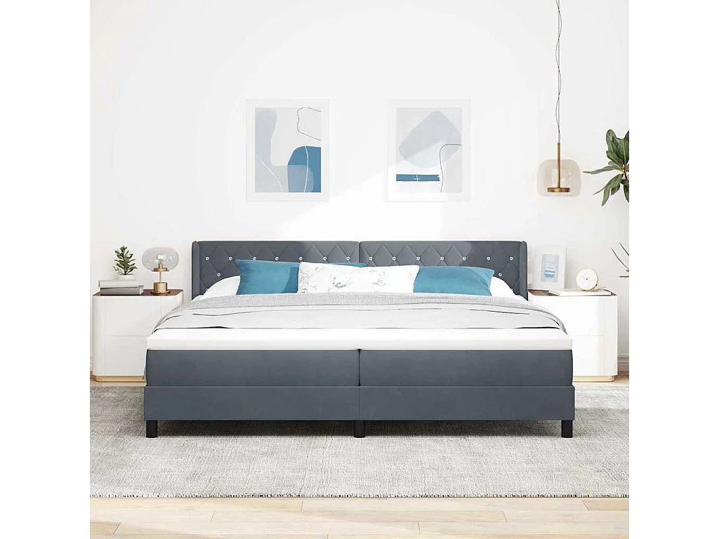 Cadre de lit avec matelas noir 100x200 cm en velours