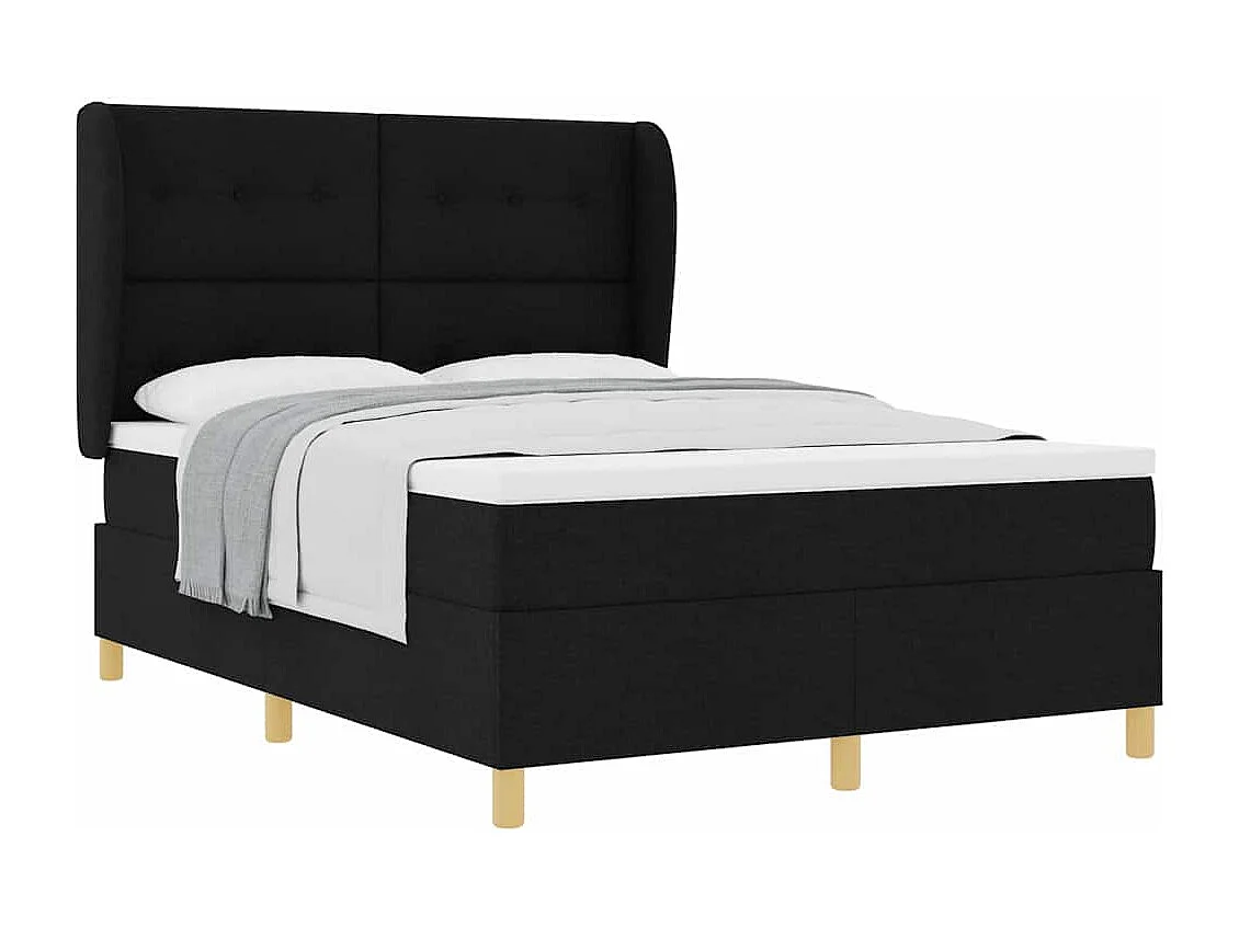 Cama con Somier y Colchón Gris Oscuro 90x190 cm de Tela Negro